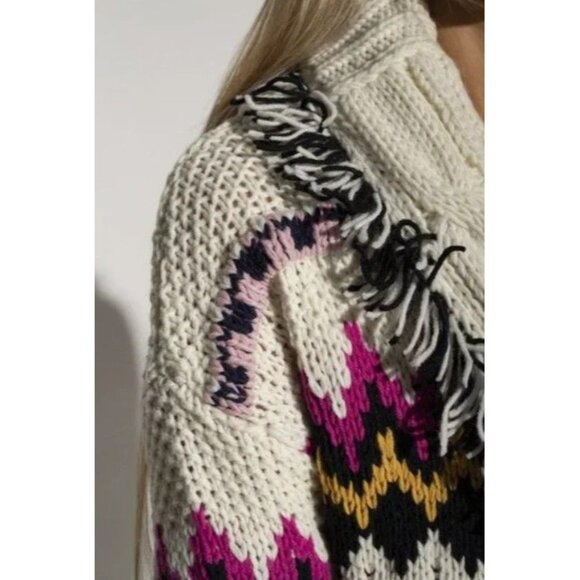 Zadig & Voltaire Ella Cardigan Jacket Fringe Enjoy Today Size M L NWT - Picture 6 of 12